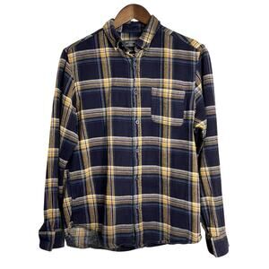 Men's Primark Blue & Yellow Plaid Button Down Long Sleeve Shirt
